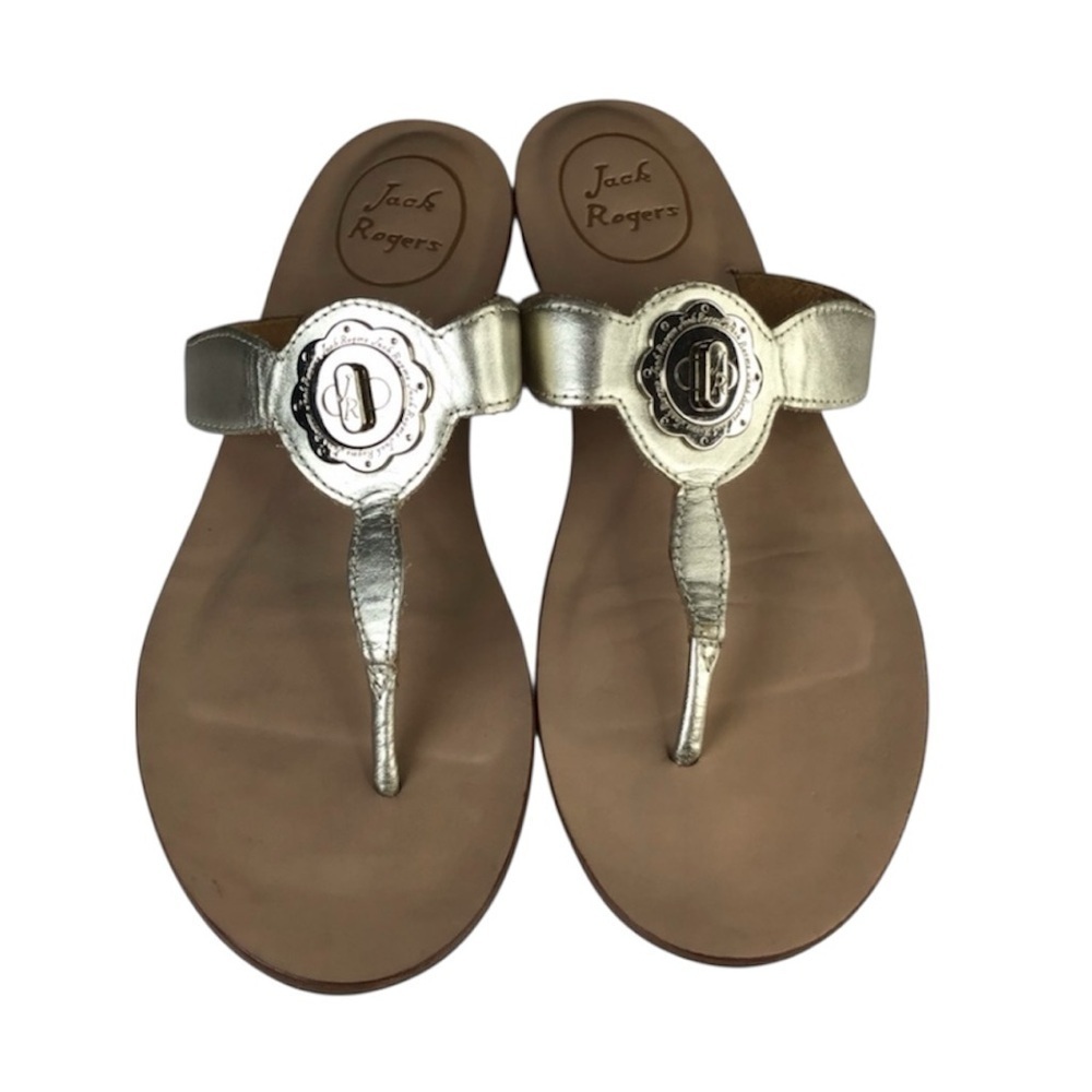 Jack Rogers Larissa Sandal in Platinum Size 8.
